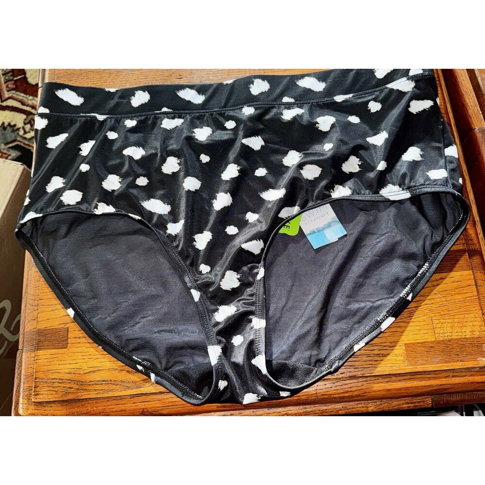 Swim By Cacique Swimsuit Bottoms 18 Womens Brief Black Spotted